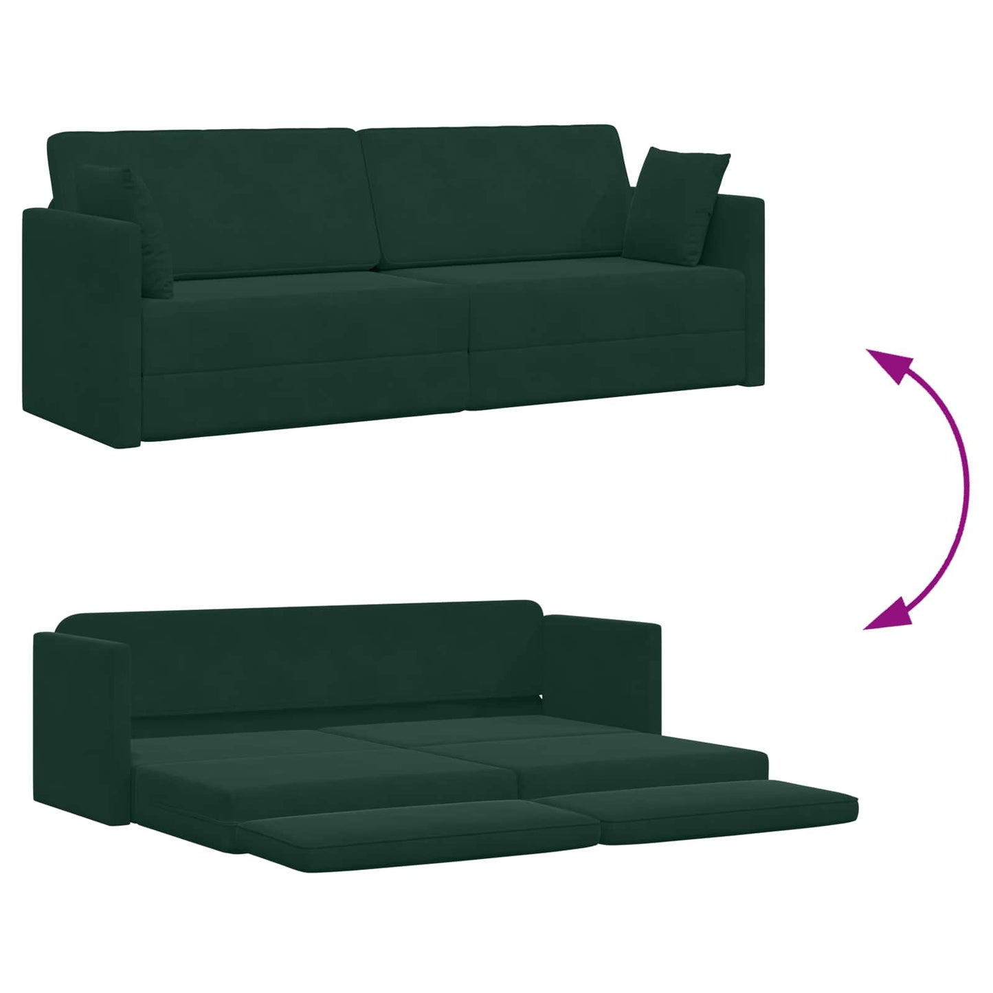 Divano-letto da pavimento Verde Scuro 213 x 70 x 77 cm Velluto