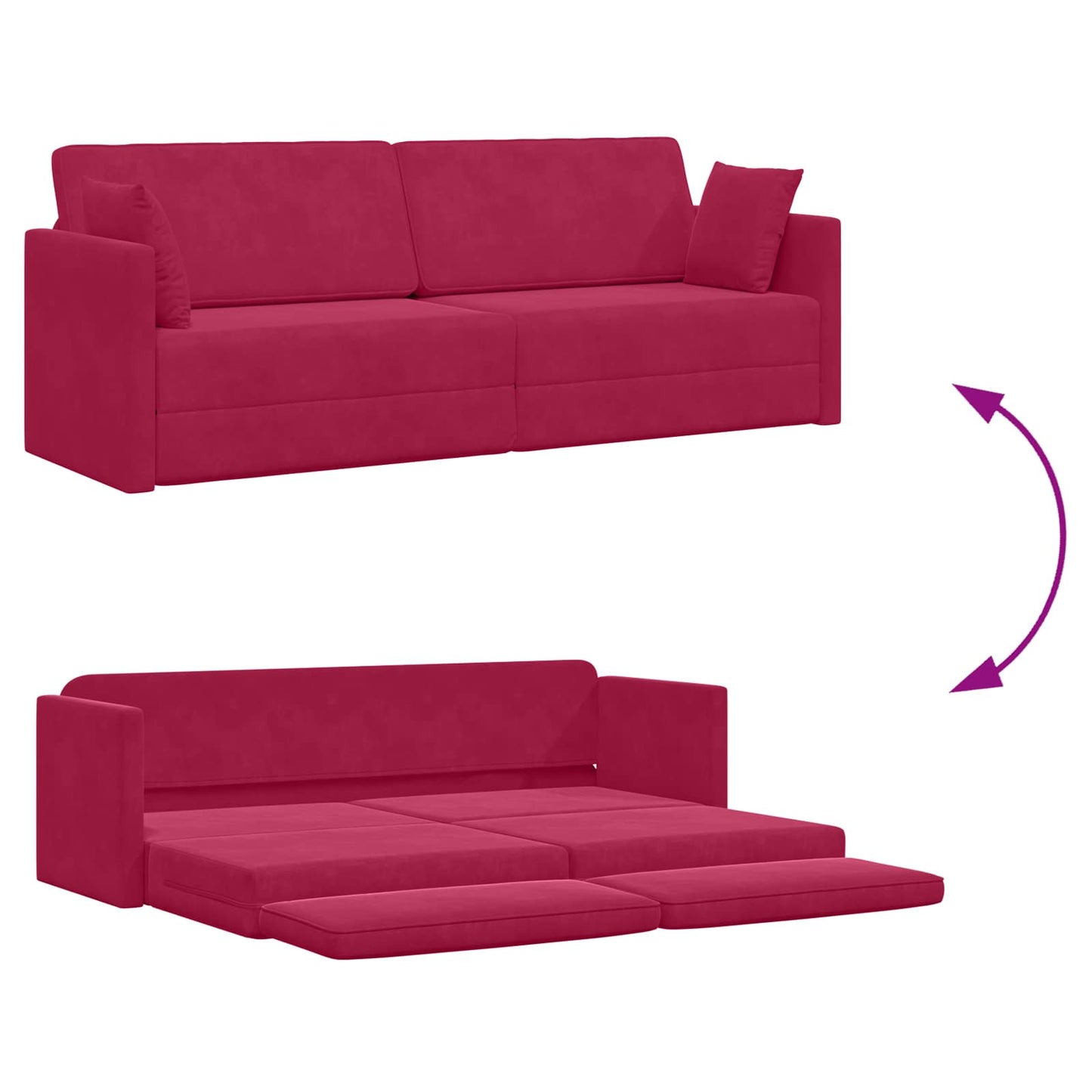 Divano-letto da pavimento Rosso Vino 213 x 70 x 77 cm Velluto