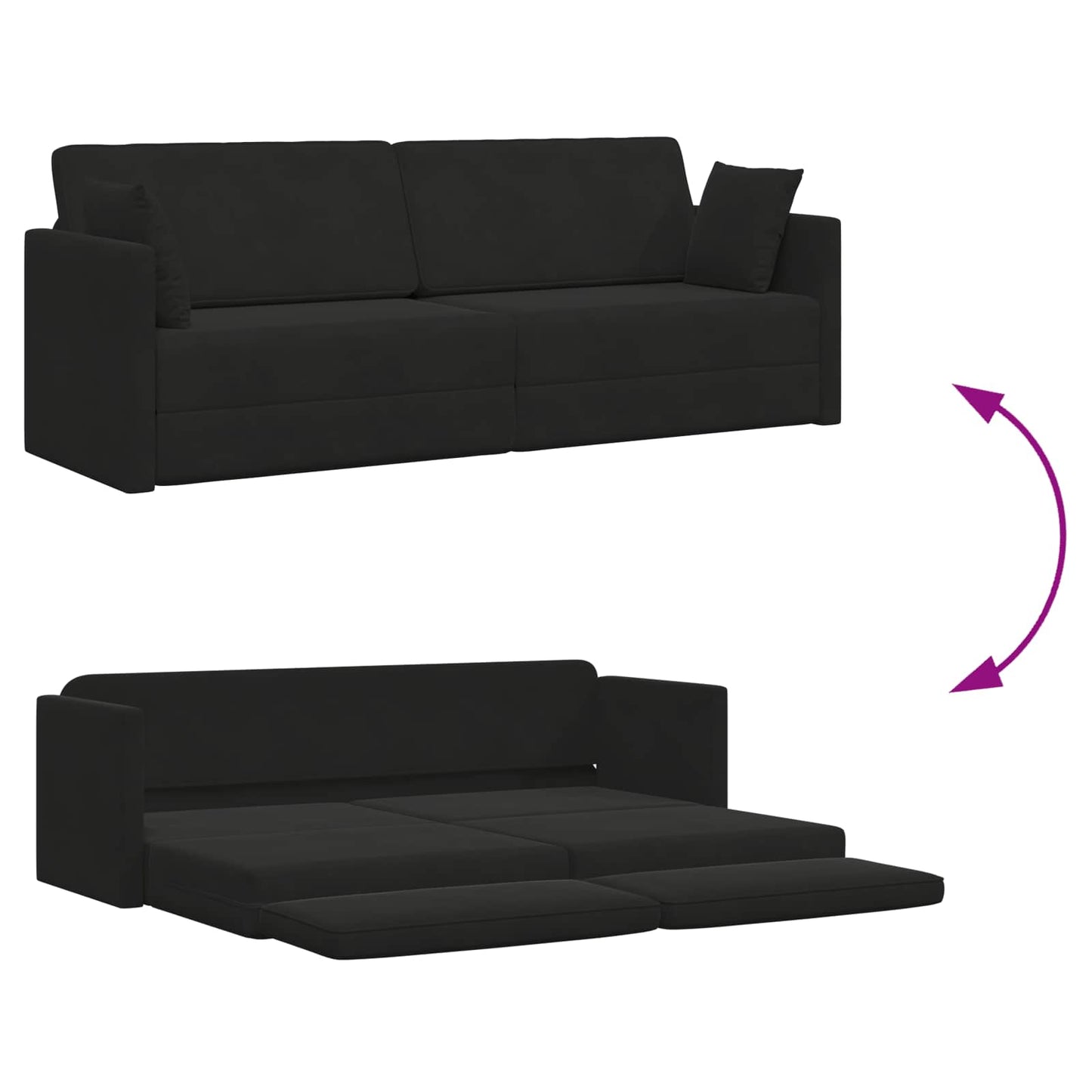 Divano-letto da pavimento Nero 213 x 70 x 77 cm Velluto | homemem39