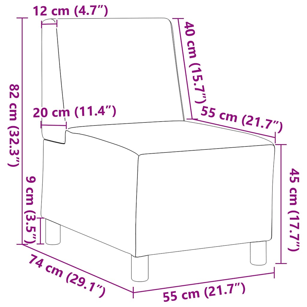 Divano componibile senza braccioli nero 55 cm in tessuto | homemem39
