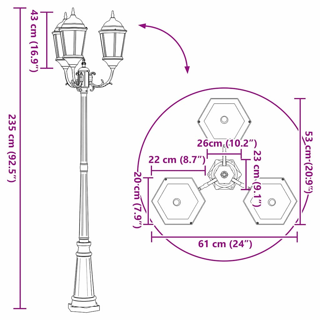 Luce da Giardino Bronzo 61 x 53 x 235 cm Alluminio e vetro | homemem39