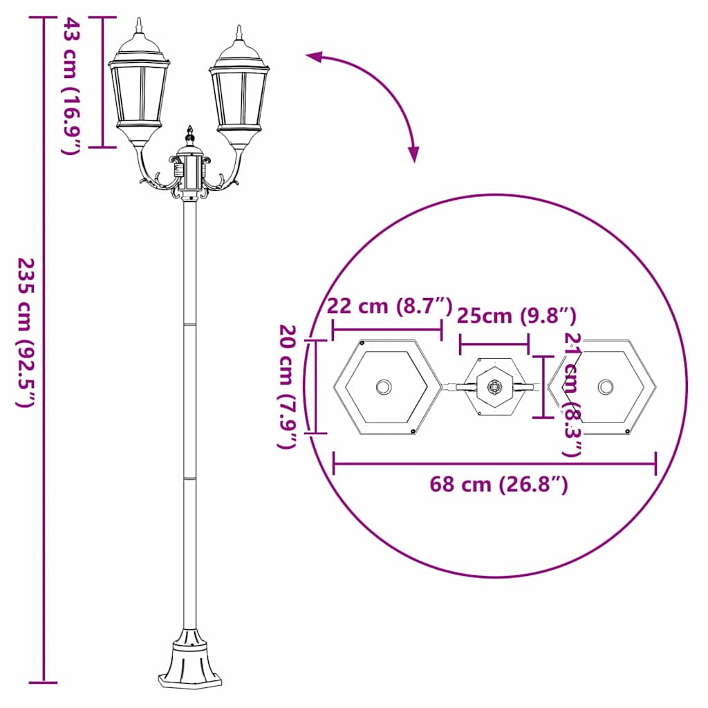 Luce da Giardino Bronzo 68 x 20 x 235 cm Alluminio e vetro | homemem39