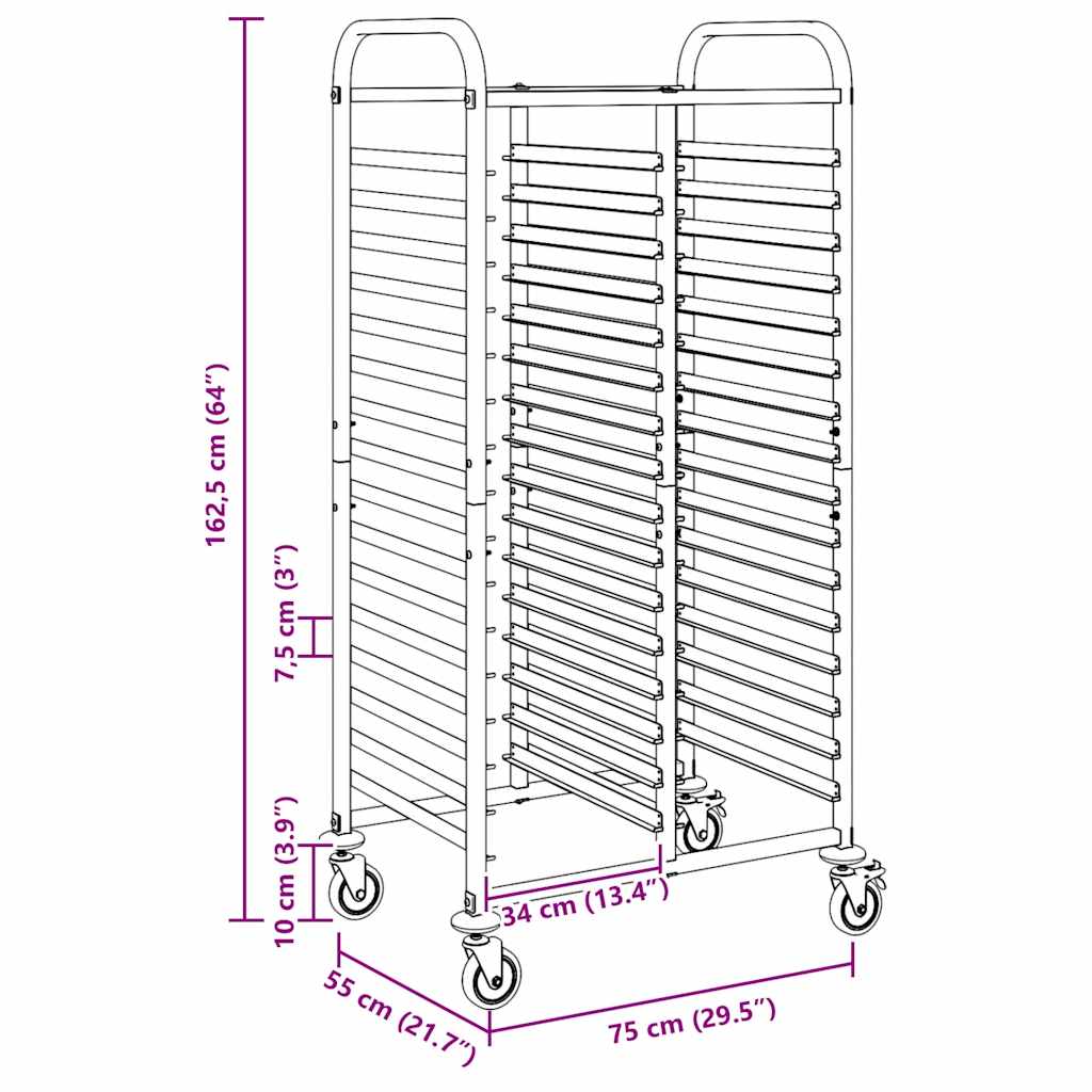 Carrello Portateglie con 32 GN Contenitori 75x55x162,5 cm | homemem39