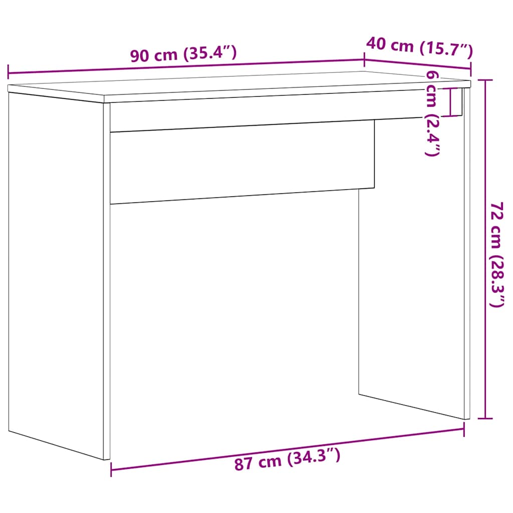 Scrivania Rovere Nero 90x40x72 cm Legno ingegnerizzato