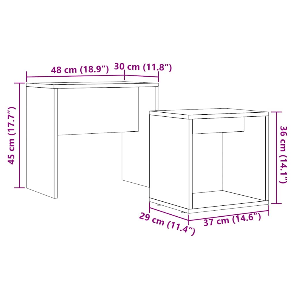 Tavolini da Salotto 2 pz Rovere Nero in Legno Multistrato