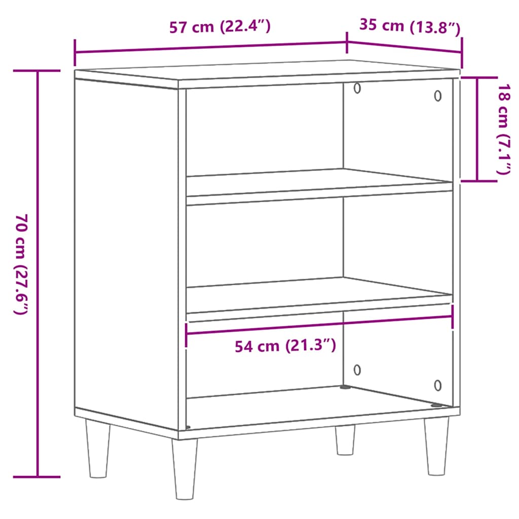 Credenza Rovere Nero 57 x 35 x 70 cm Legno multistrato