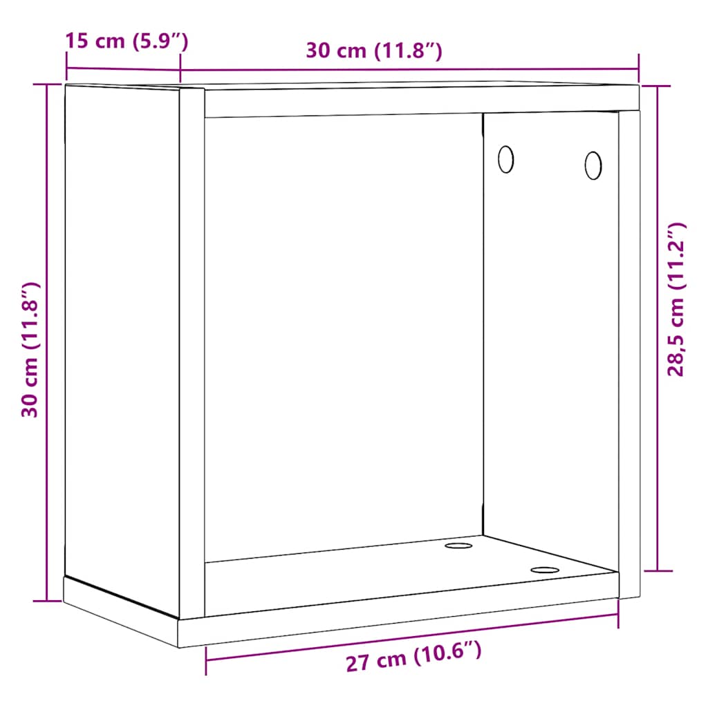 Mensole Parete a Cubo 6 pz Rovere Nero 30x15x30 cm Truciolato | homemem39