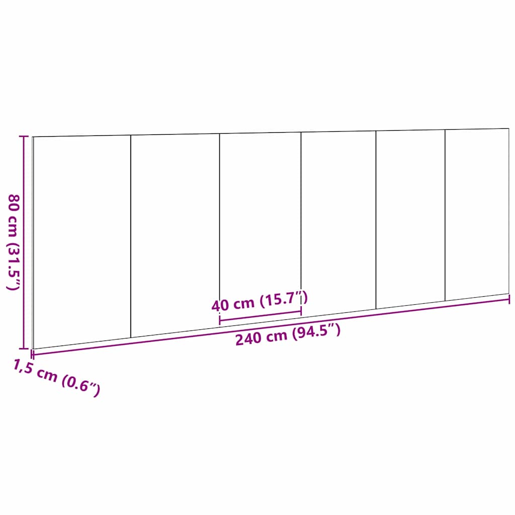 Testiera del letto con testiera Rovere Nero 160 x 1.5 x 80.5 cm