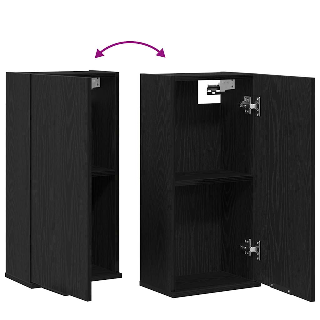 Mobiletto da parete in rovere nero 32x20x67 cm
