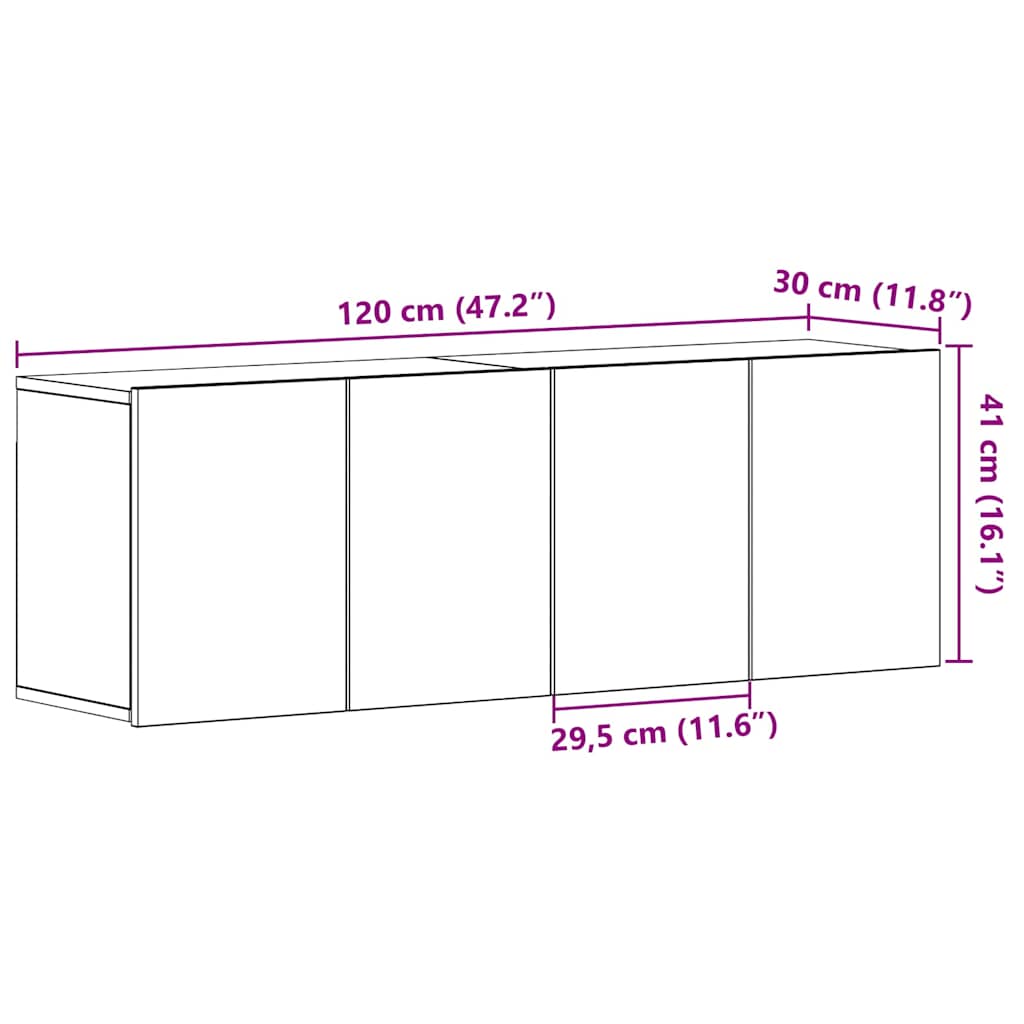 Mobili Porta TV 2 pz Rovere Nero 120x30x41 cm Legno di Argilla
