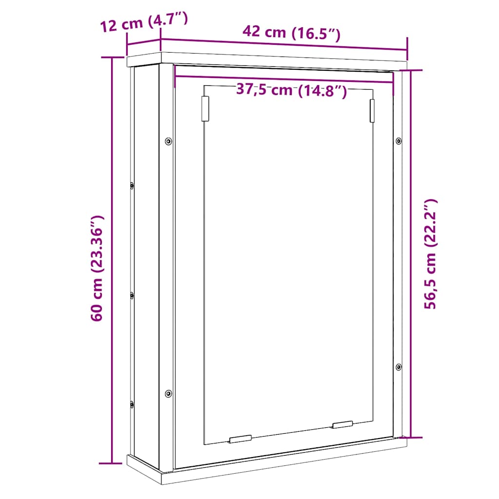 Mobile Bagno con Specchio Legno Antico 42x12x60 cm Truciolato | homemem39