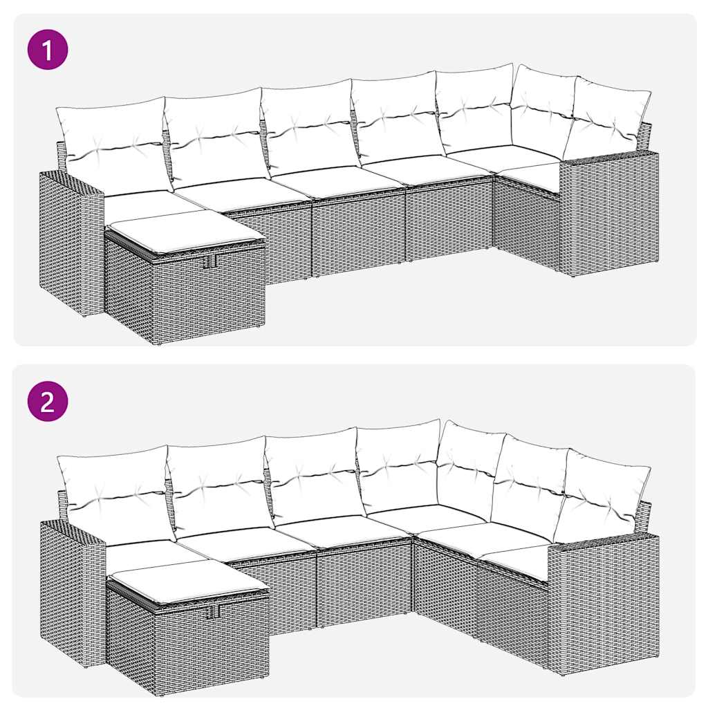 Set Divani da Giardino 7 pz con Cuscini Marrone in Polyrattan - homemem39