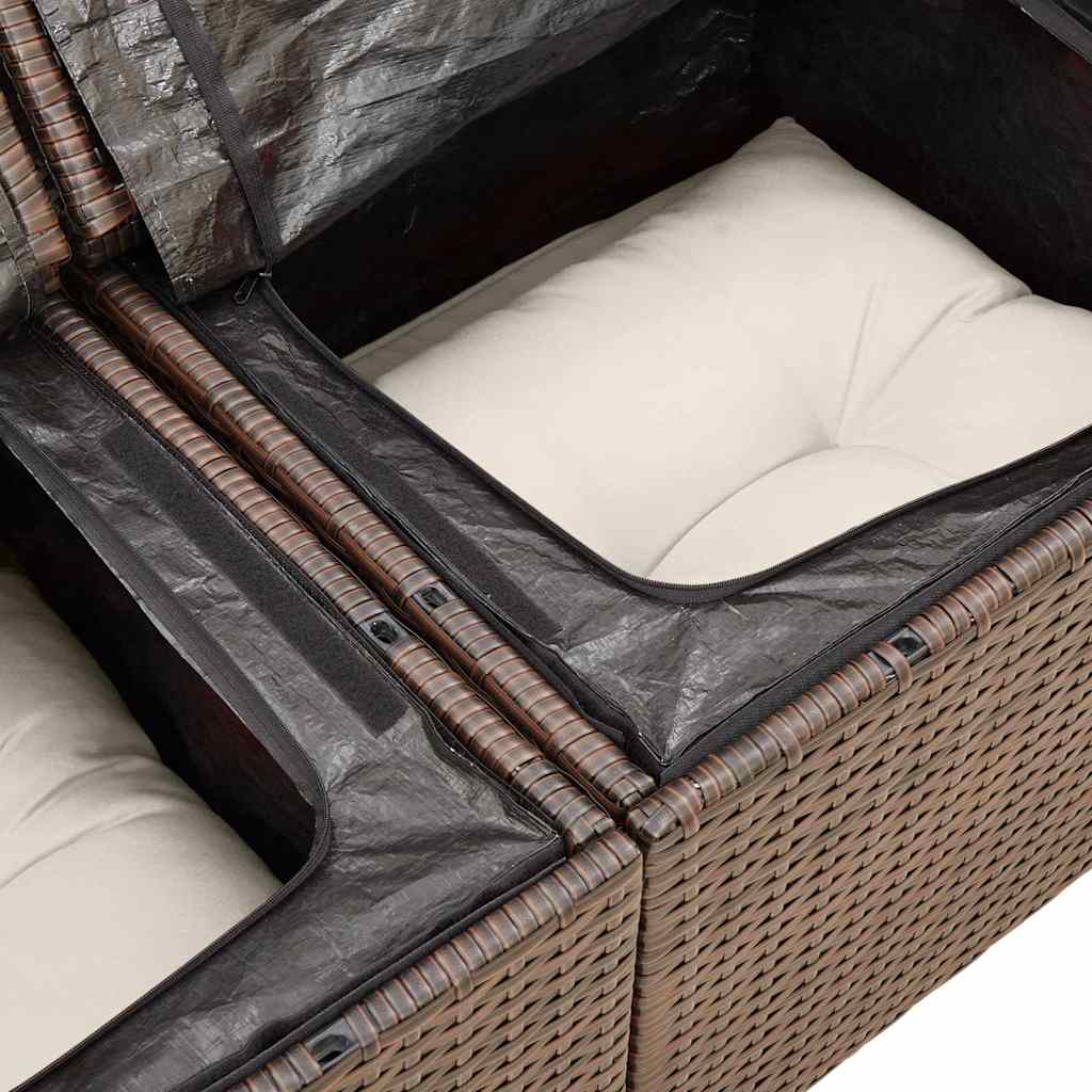 Set Divano da Giardino 5 pz con Cuscini Marrone in Polyrattan - homemem39
