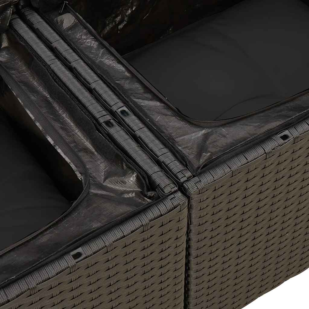 Set Divano da Giardino 6 pz con Cuscini Nero in Polyrattan | homemem39