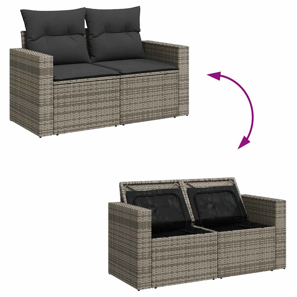 Set Divano da Giardino 5 pz con Cuscini Grigio in Polyrattan
