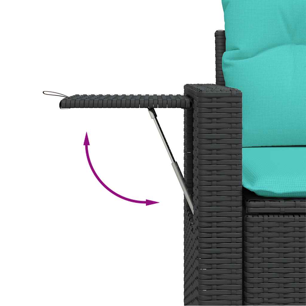 Set Divani Giardino 7 pz con Cuscini Nero Polyrattan Acacia | homemem39