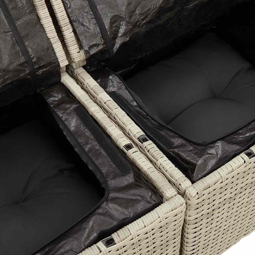 Set Divano da Giardino 5pz con Cuscini Grigio Chiaro Polyrattan - homemem39