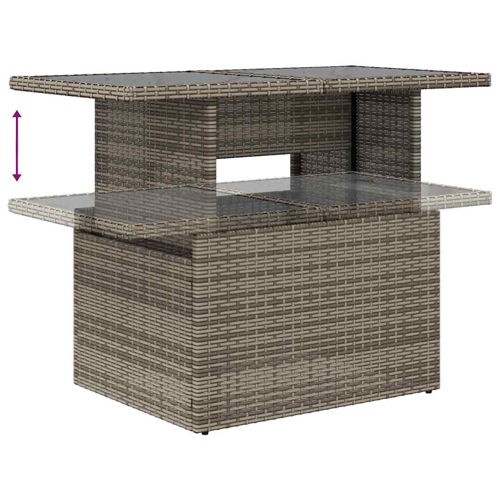 Set Divani da Giardino 7pz con Cuscini Grigio Polyrattan Acacia