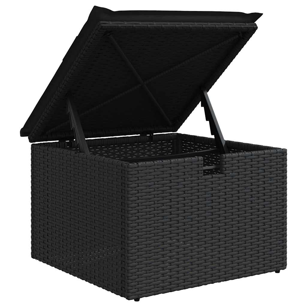 Set Divani da Giardino 9 pz con Cuscini Nero Polyrattan Acacia | homemem39