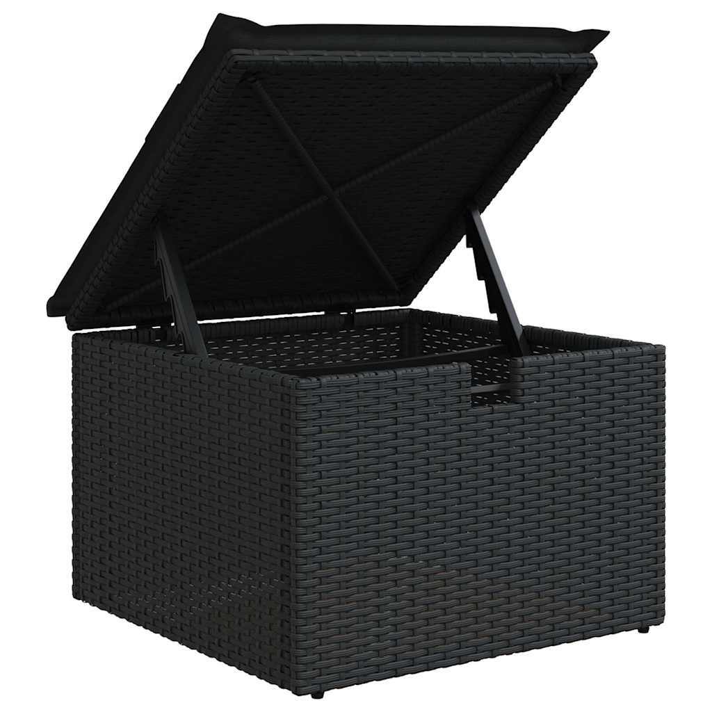 Set Divani da Giardino 9 pz con Cuscini Nero Polyrattan Acacia | homemem39