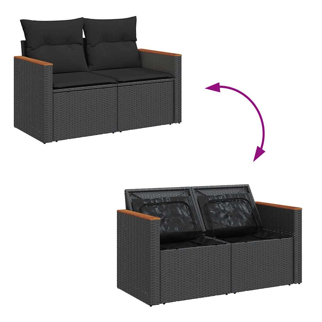 Set Divani da Giardino con Cuscini 8 pz Nero in Polyrattan | homemem39