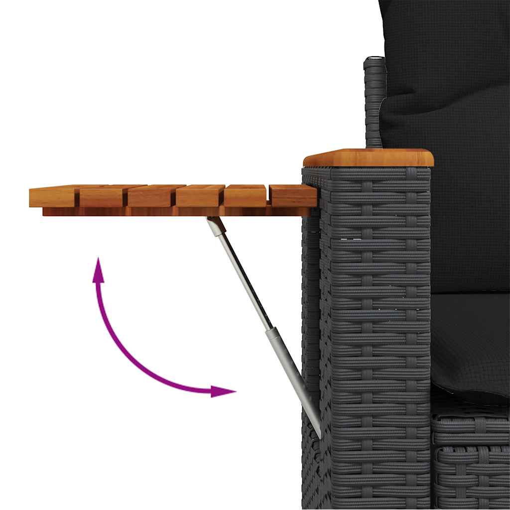 Set Divano da Giardino 6 pz con Cuscini Nero in Polyrattan | homemem39