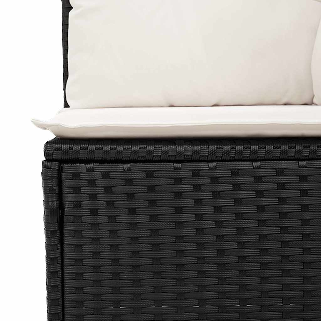 Set Divano da Giardino 6 pz con Cuscini Nero in Polyrattan | homemem39