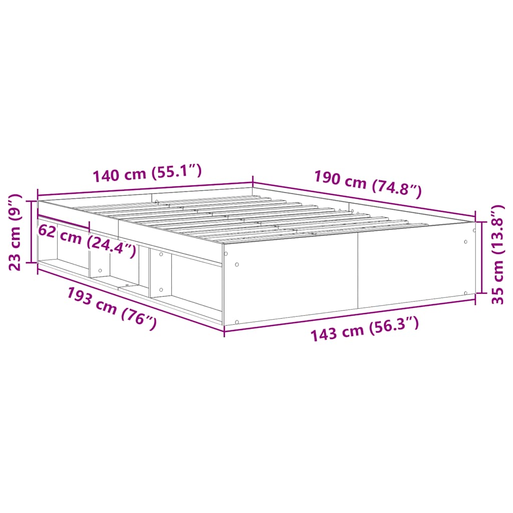 Giroletto senza Materasso Legno Antico 140x190cm in Truciolato | homemem39