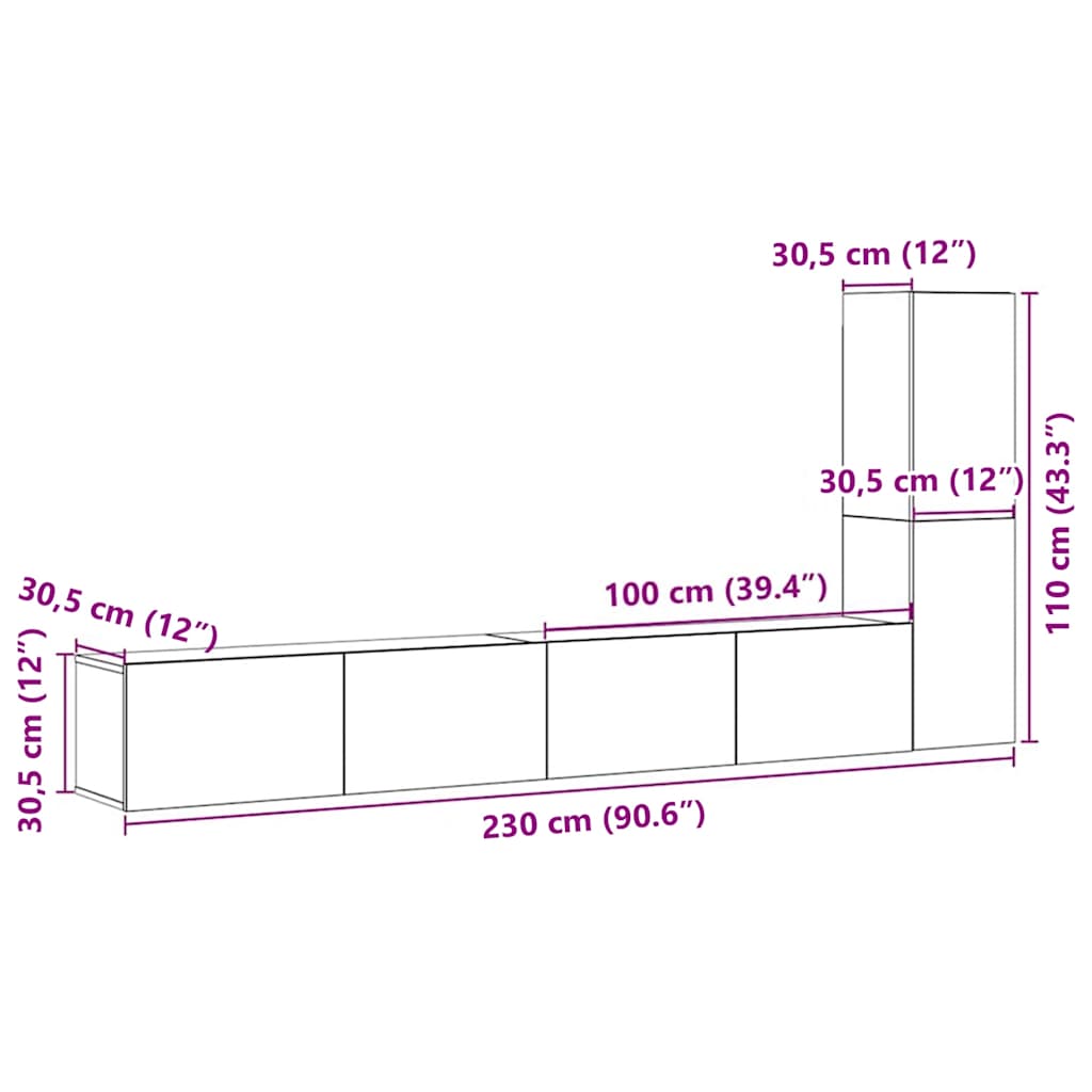 Mobili TV a Parete 3 pz Legno Antico in Legno Multistrato - homemem39
