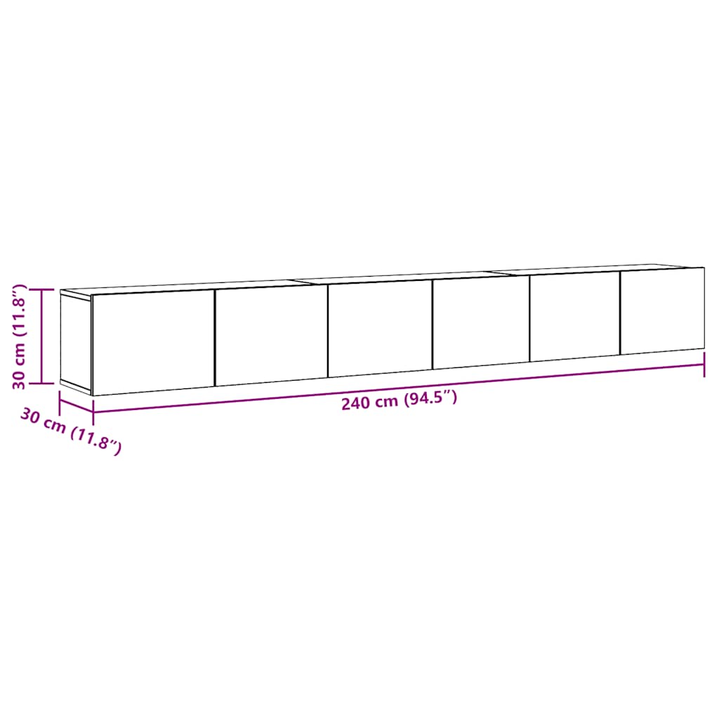 Set Mobile TV 3 pz Montato a Parete Rovere in Truciolato | homemem39