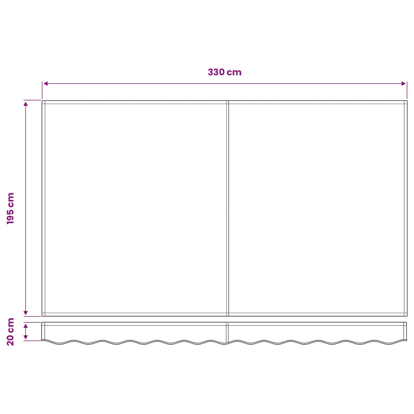 Telo di ricambio per tenda da sole Blu e Bianco 330 x 195 cm