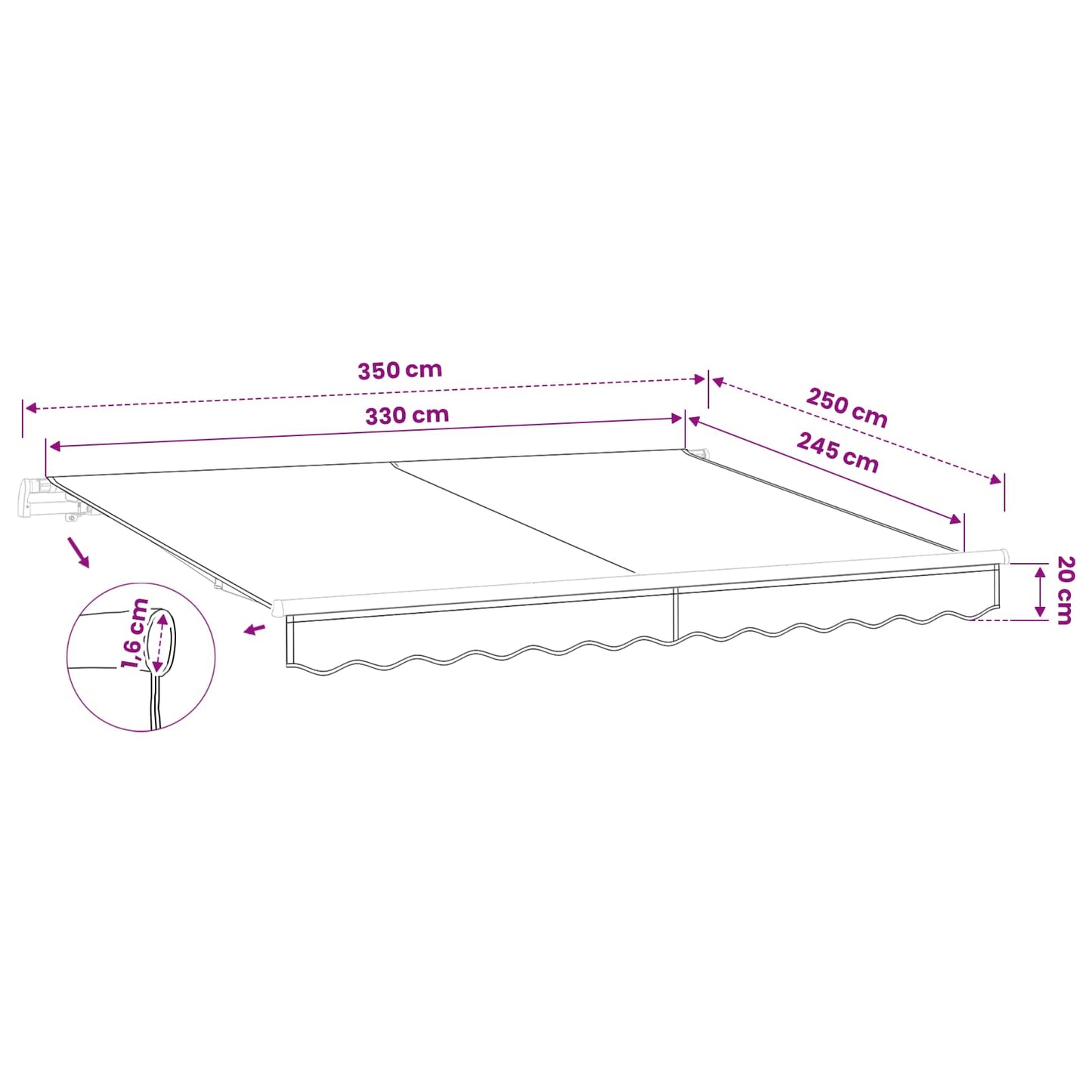Telo di ricambio per tenda da sole per 3,5x2,5 m Beige