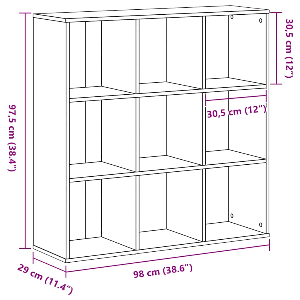 Mobile libreria Rovere Nero 98x29x97,5 cm in Legno Multistrato
