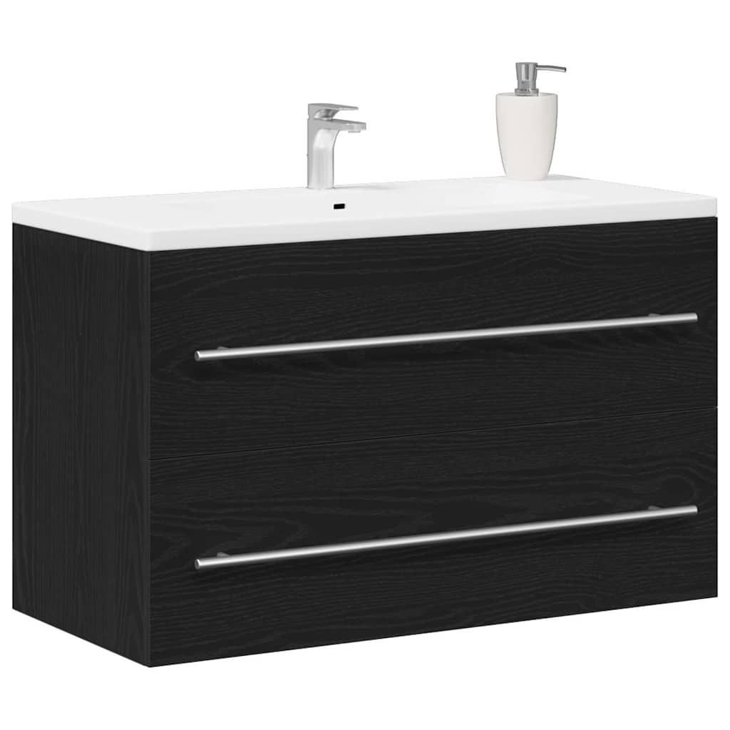 Mobile Lavabo da Bagno Rovere Nero 80x38,5x48 cm in Truciolato