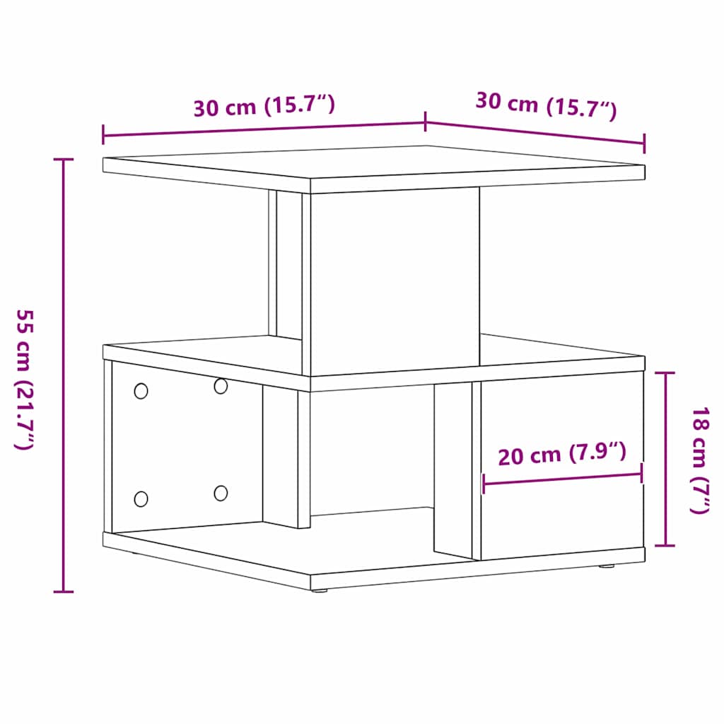 Tavolo laterale Rovere artigianale 30 x 30 x 55 cm