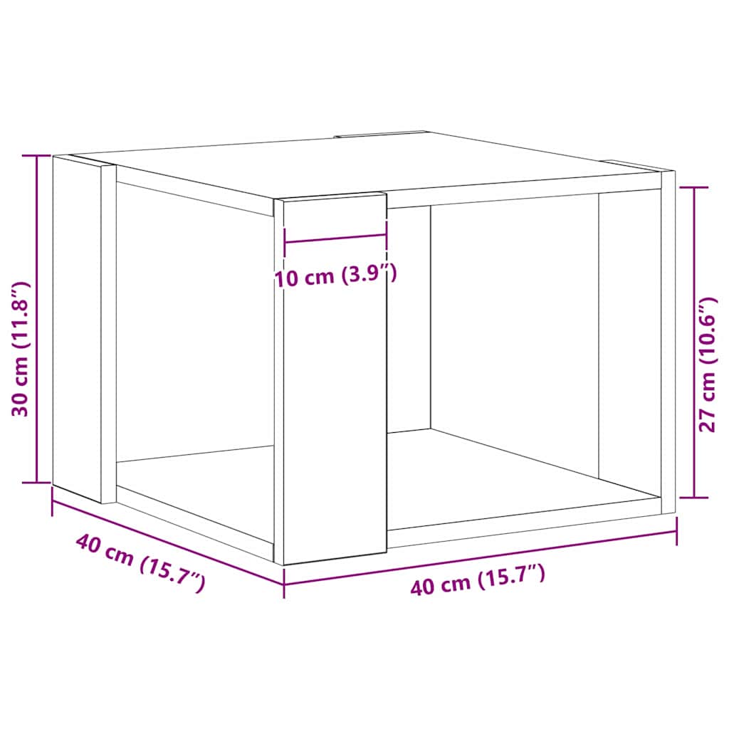 Tavolino da salotto Rovere Nero 40 x 40 x 30 cm
