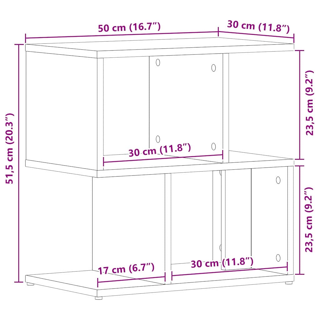 Armadio da Notte 2 pcs Rovere Nero 50 x 30 x 51,5 cm