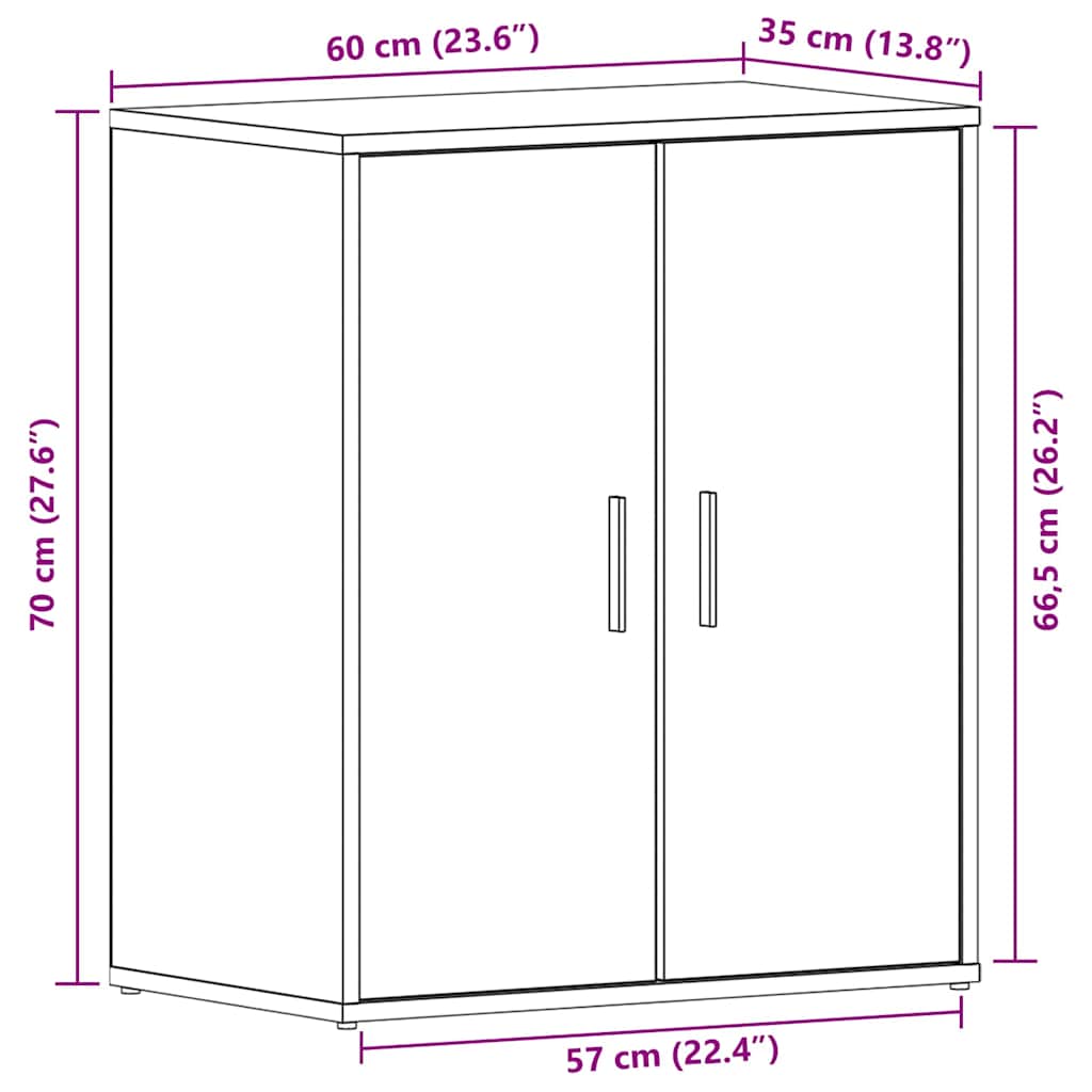 Mobile per scarpe Rovere Nero 60 x 35 x 70 cm Legno multistrato