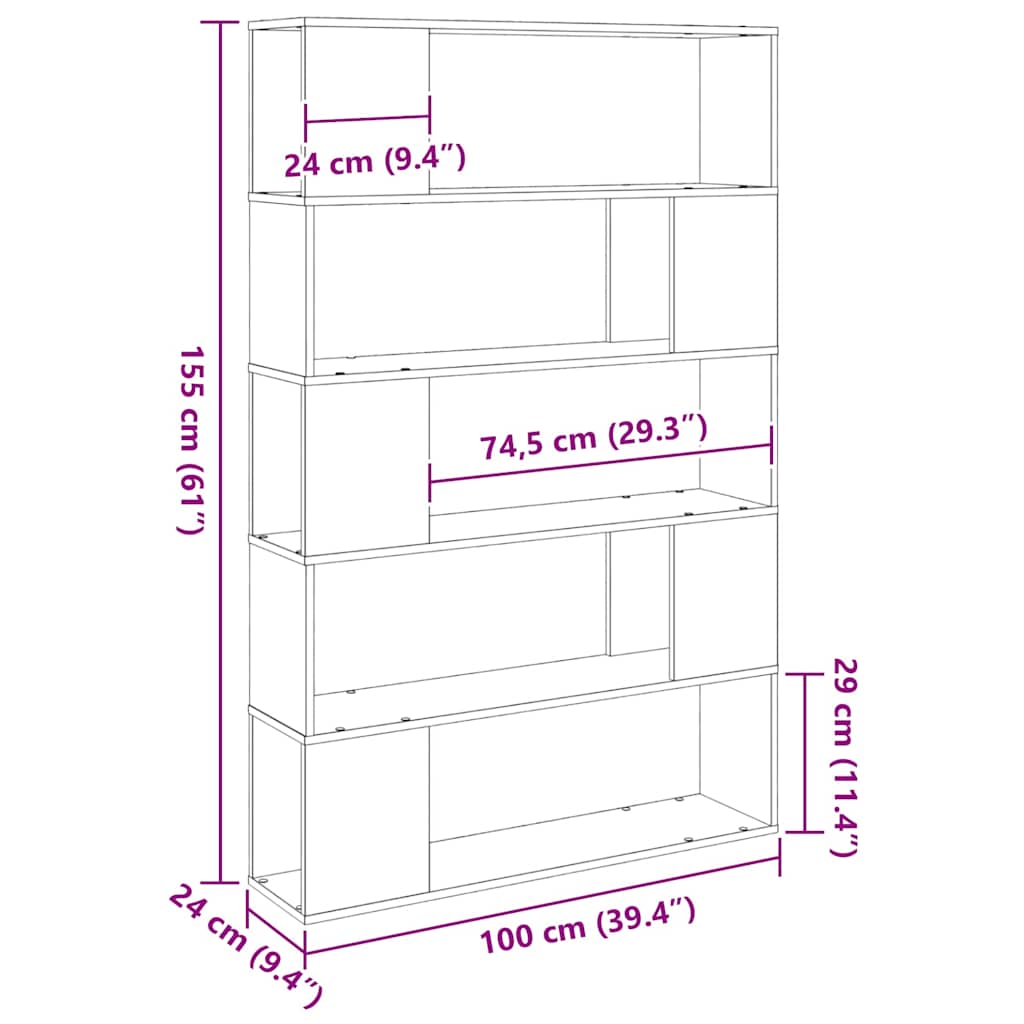 Set mobile TV Rovere Nero 100 x 24 x 155 cm Legno multistrato