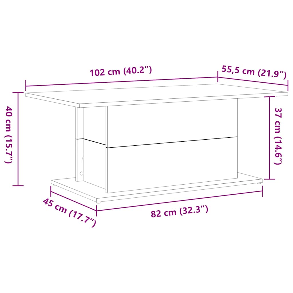Tavolino da salotto Rovere Nero 102 x 55,5 x 40 cm | homemem39