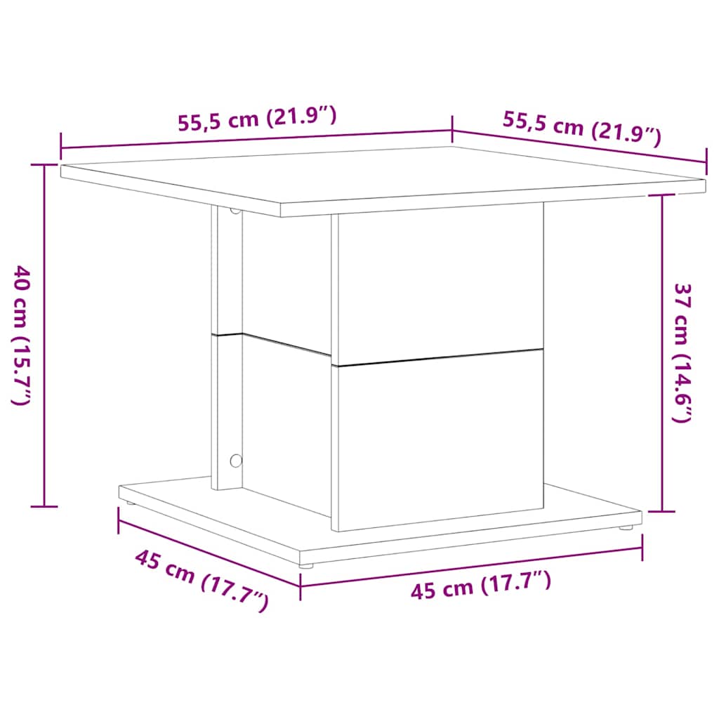 Tavolino da salotto Rovere Nero 55,5 x 55,5 x 40 cm | homemem39