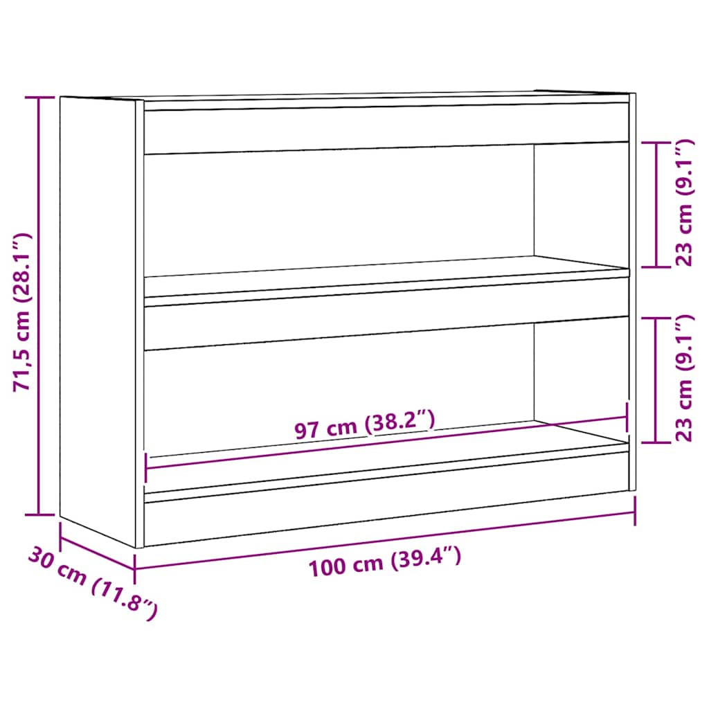 Libreria Rovere Nero 100 x 30 x 72 cm Legno multistrato | homemem39