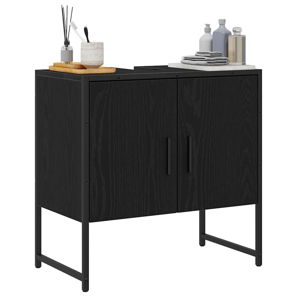 Armadio per Lavabo da Bagno Rovere Nero 60 x 30 x 60 cm - homemem39