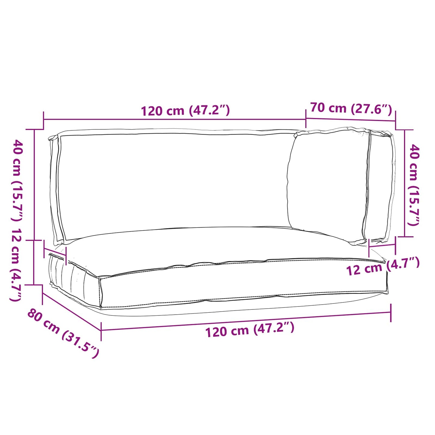 Set di Cuscini per Pallet 3 pcs Antracite Tessuto Oxford