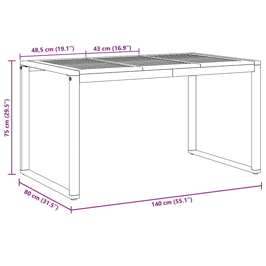 Tavolo da Pranzo da Giardino Grigio 140 x 80 x 75 cm