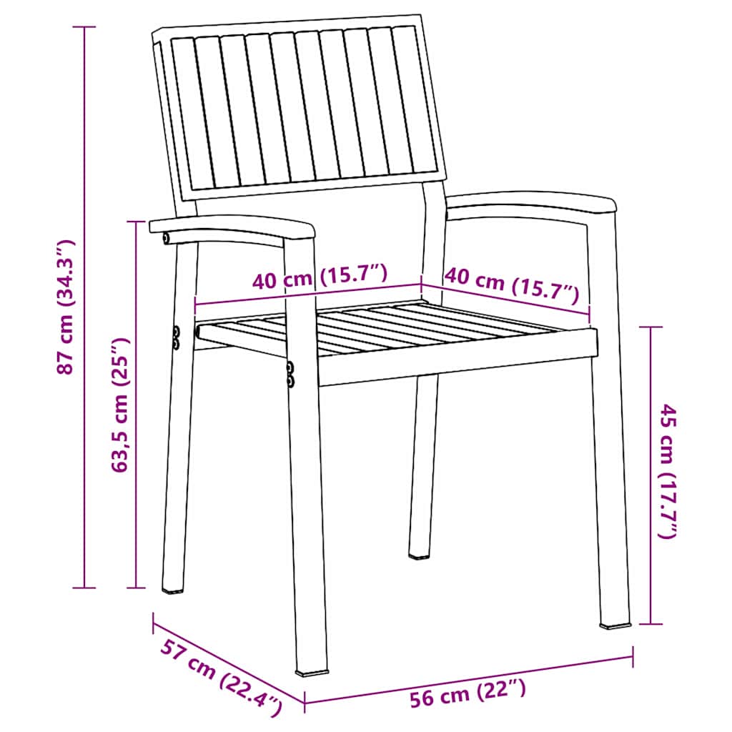 Sedia Impilabile 4 pcs Marrone 56 x 57 x 87 cm
