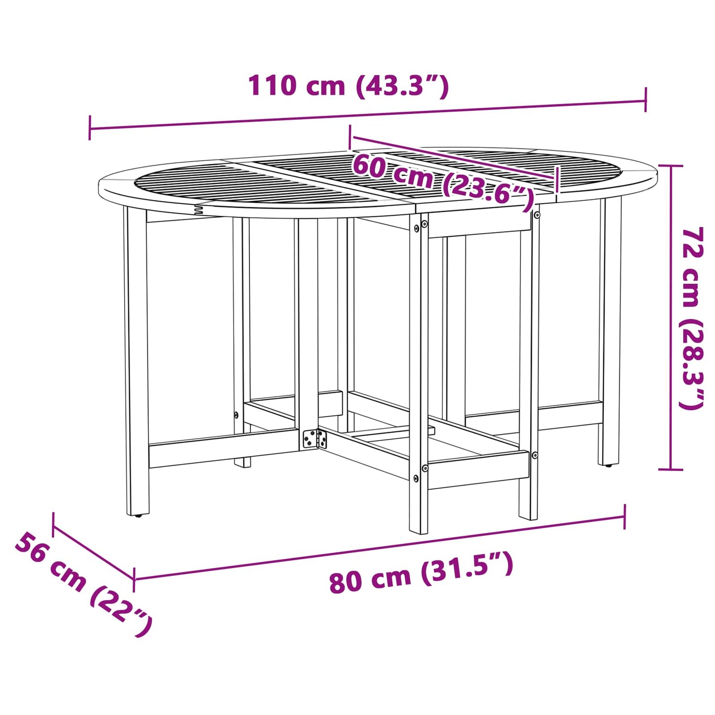 Tavolo da Giardino Marrone 110 x 60 x 72 cm