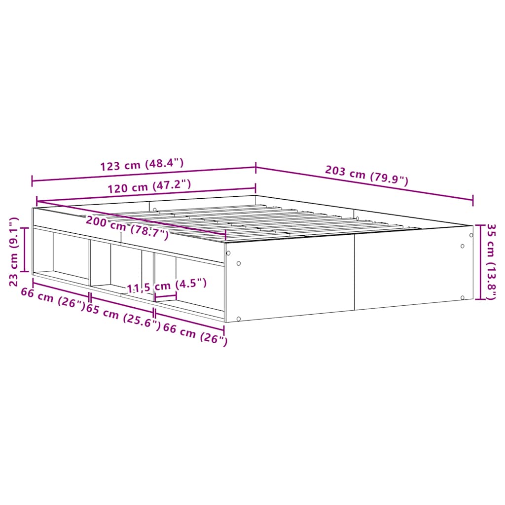Giroletto senza Materasso Rovere Nero 120x200 cm Truciolato | homemem39