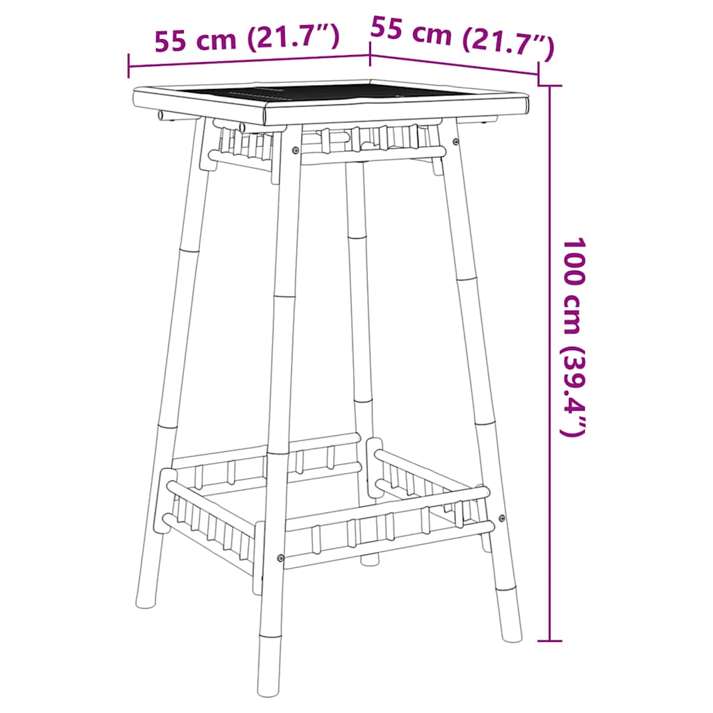 Tavolo da Bar da Esterno Quadrato 55x55x100 cm in Bambù | homemem39