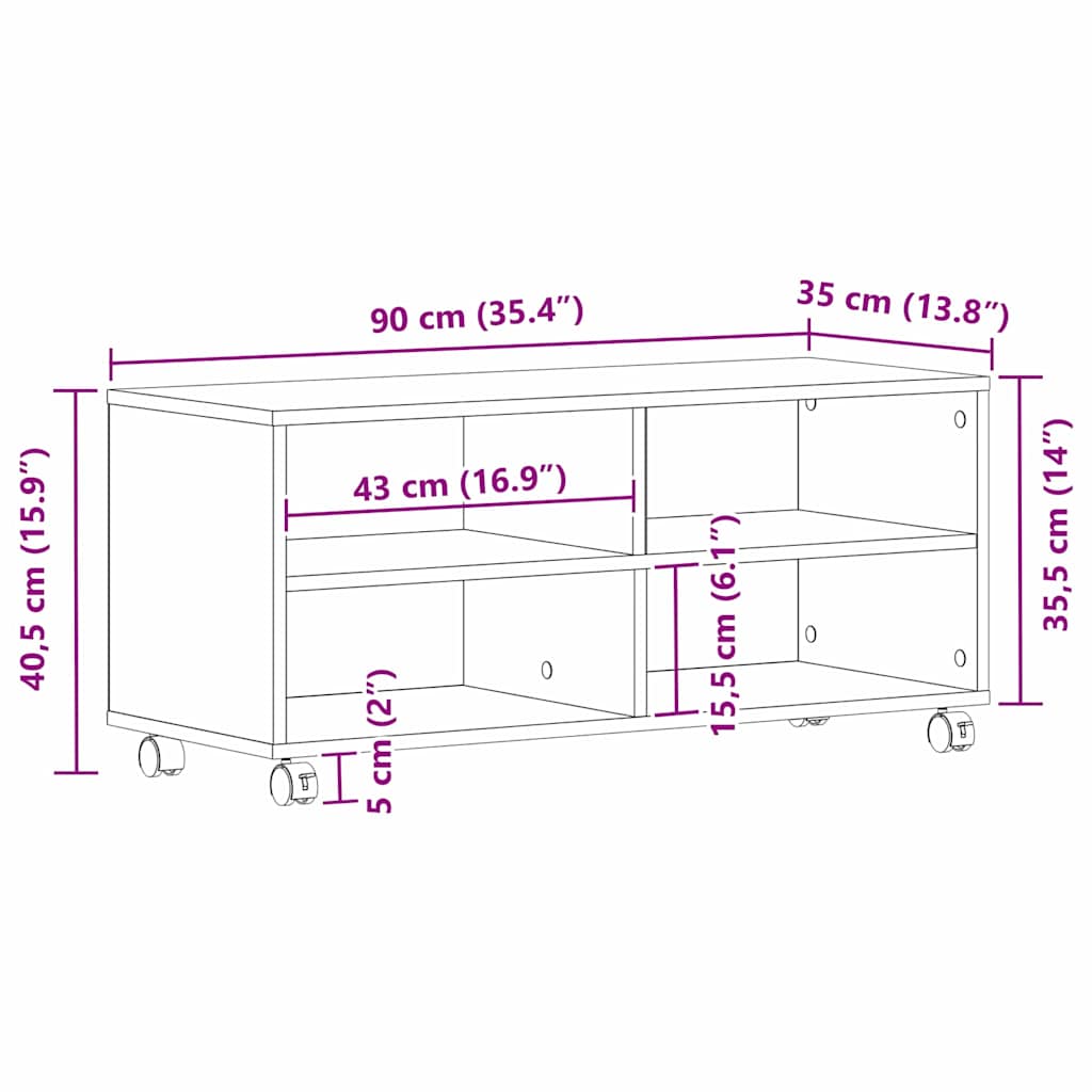 Mobile TV Nero 90 x 35 x 40.5 cm Legno multistrato | homemem39